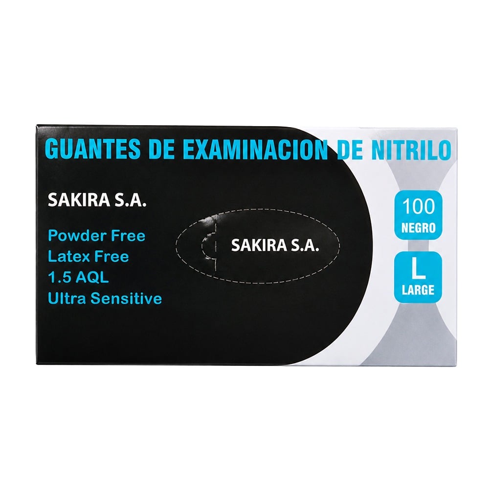 Guantes de Nitrilo Talle L Negro 100 Unidades