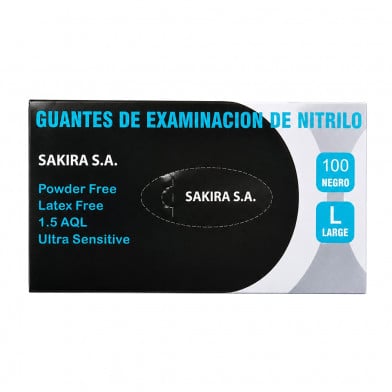 Guantes de Nitrilo Talle L Negro 100 Unidades