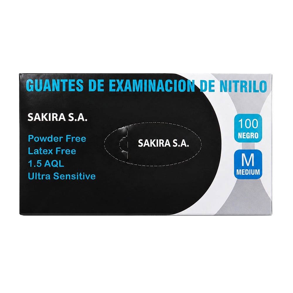 Guantes de Nitrilo Talle M Negro 100 Unidades