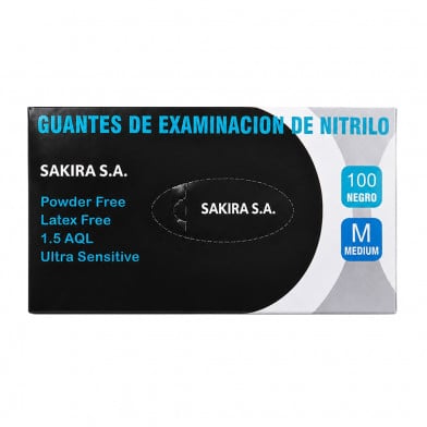 Guantes de Nitrilo Talle M Negro 100 Unidades