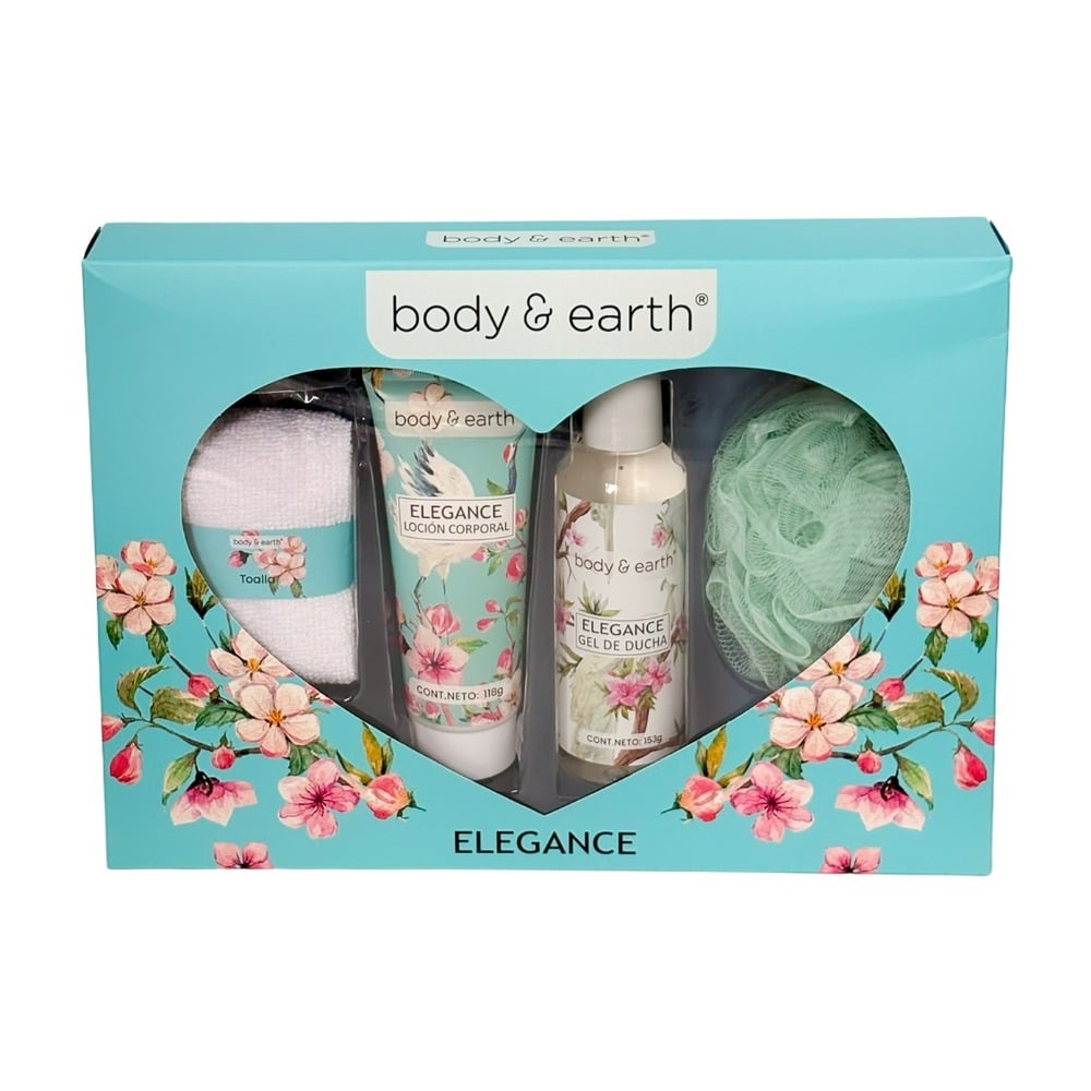Pack Body & Earth Elegance Crema + Gel de Ducha + Esponja + Toalla