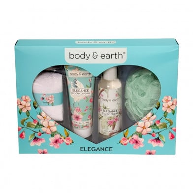 Pack Body & Earth Elegance Crema + Gel de Ducha + Esponja + Toalla