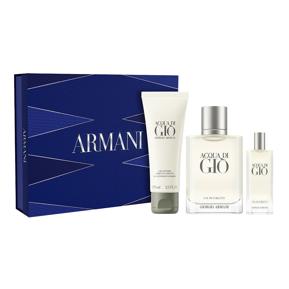 Cofre Giorgio Armani Perfume Acqua di Giò Men EDT 100 ml + Mini Talla 15 ml + Gel de Ducha 75 ml 
