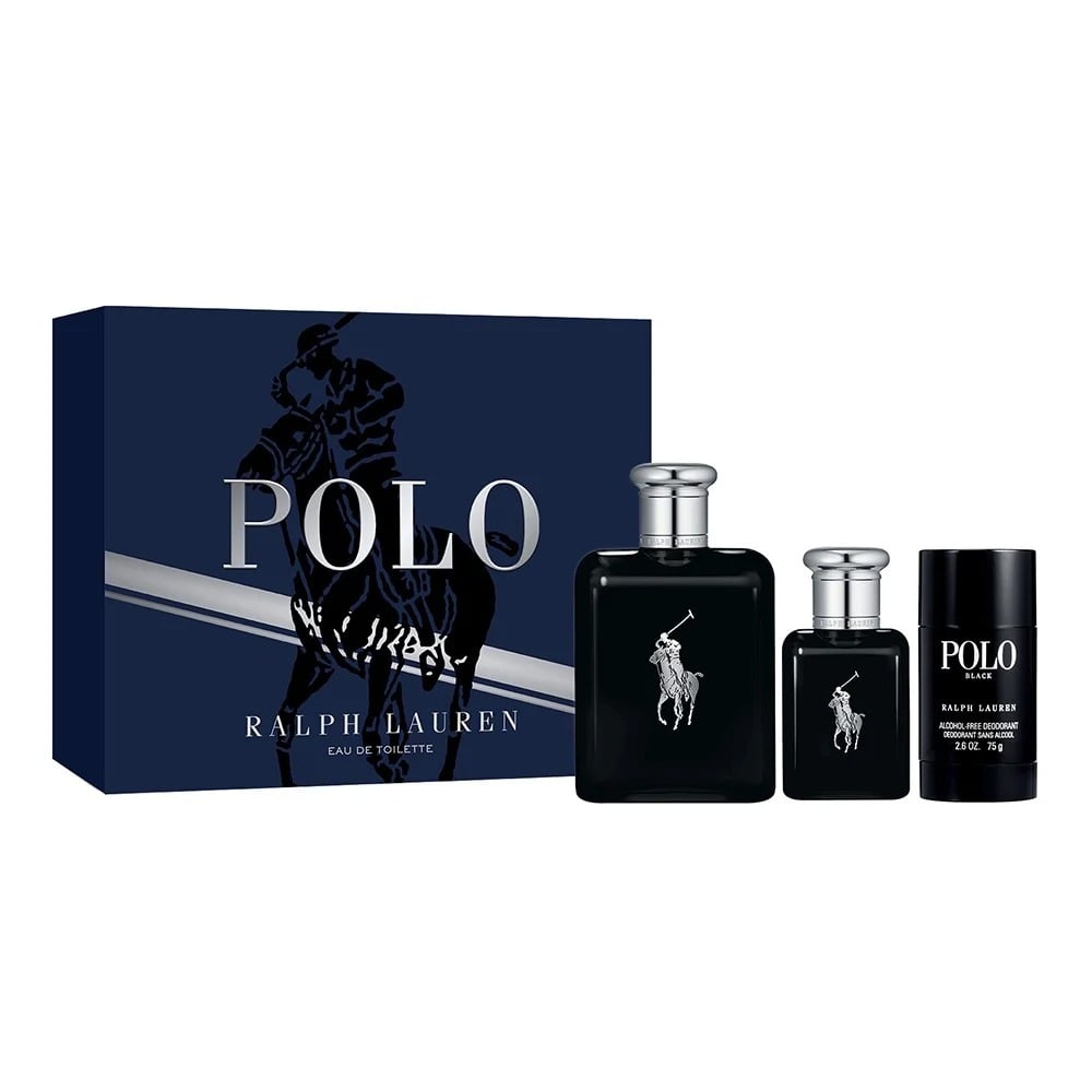 Cofre Ralph Lauren Perfume Polo Black Men EDT 125 ml + 40 ml + Desodorante 75 g