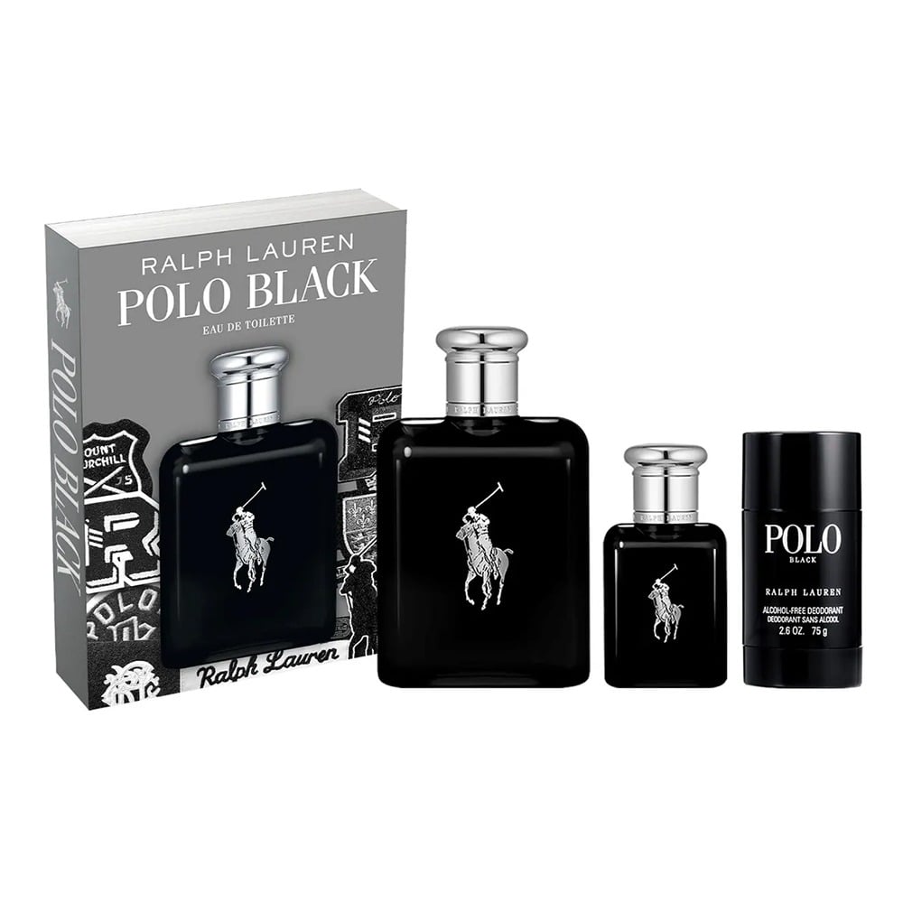 Cofre Ralph Lauren Perfume Polo Black Men EDT 125 ml + 40 ml + Desodorante 75 g
