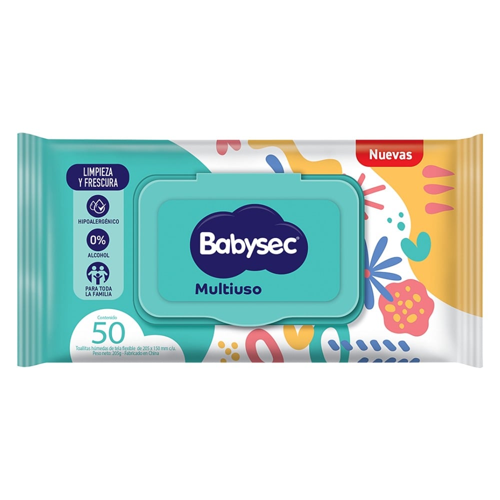 Toallitas H&uacute;medas Babysec Multiuso 50 Unidades