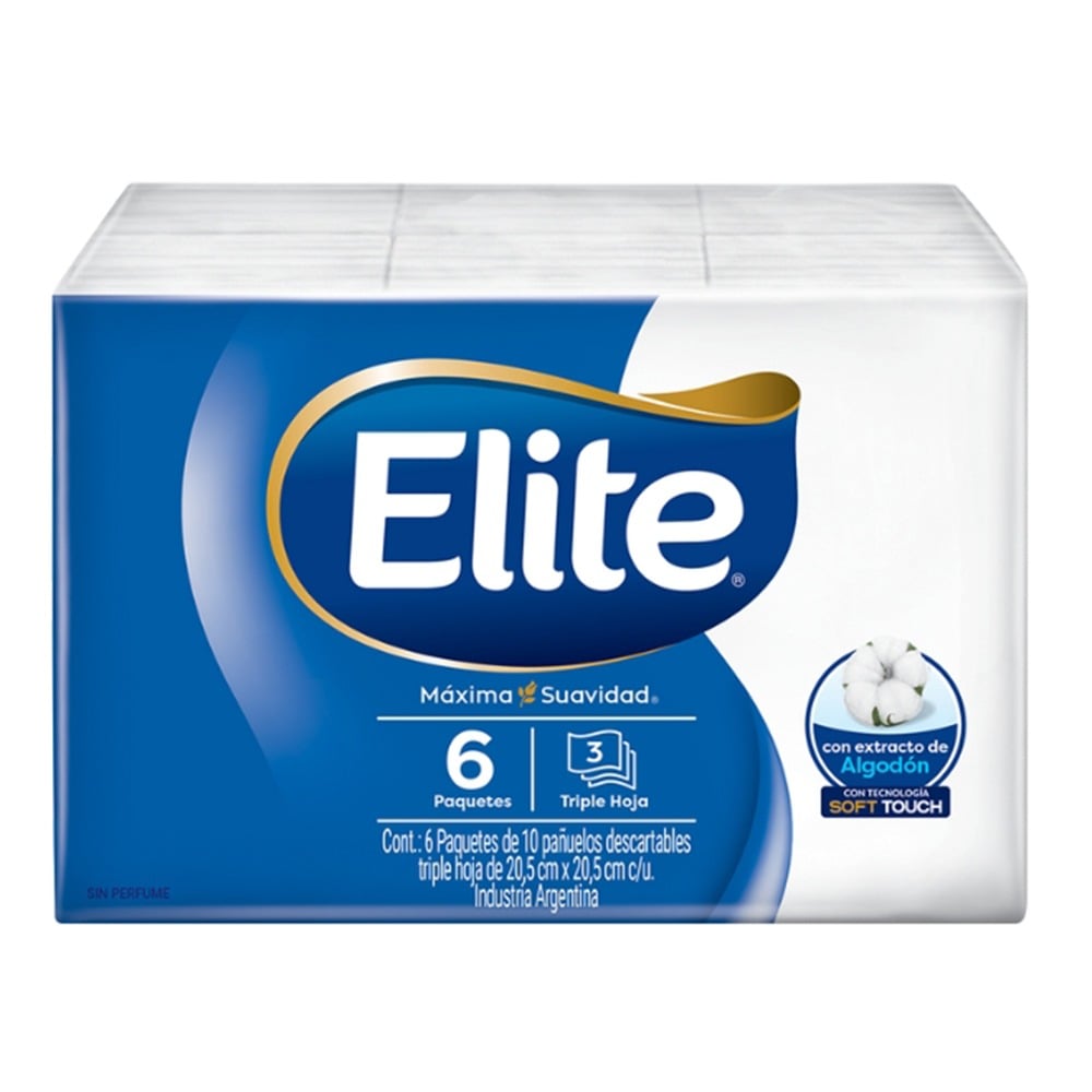 Pañuelos Descartables Elite Pocket Doble Hoja 6 Unidades