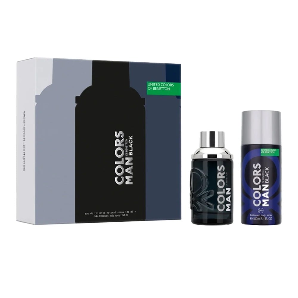 Cofre Benetton Perfume Colors Men Black EDT 100 ml + Desodorante 150 ml 
