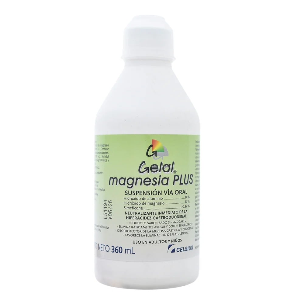 Gelal Magnesia Plus 8%/8%/0.6% Suspensión 360 ml