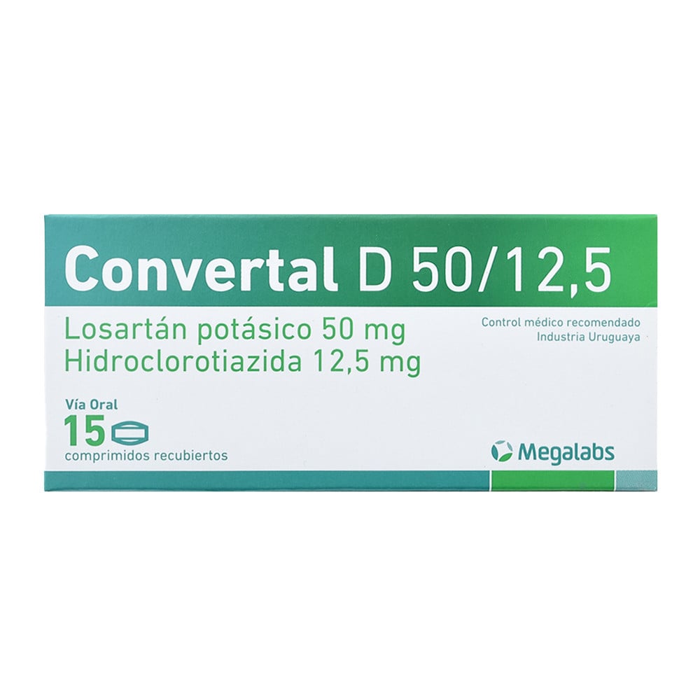 Convertal D 50 / 12.5 mg 15 Comprimidos Recubiertos
