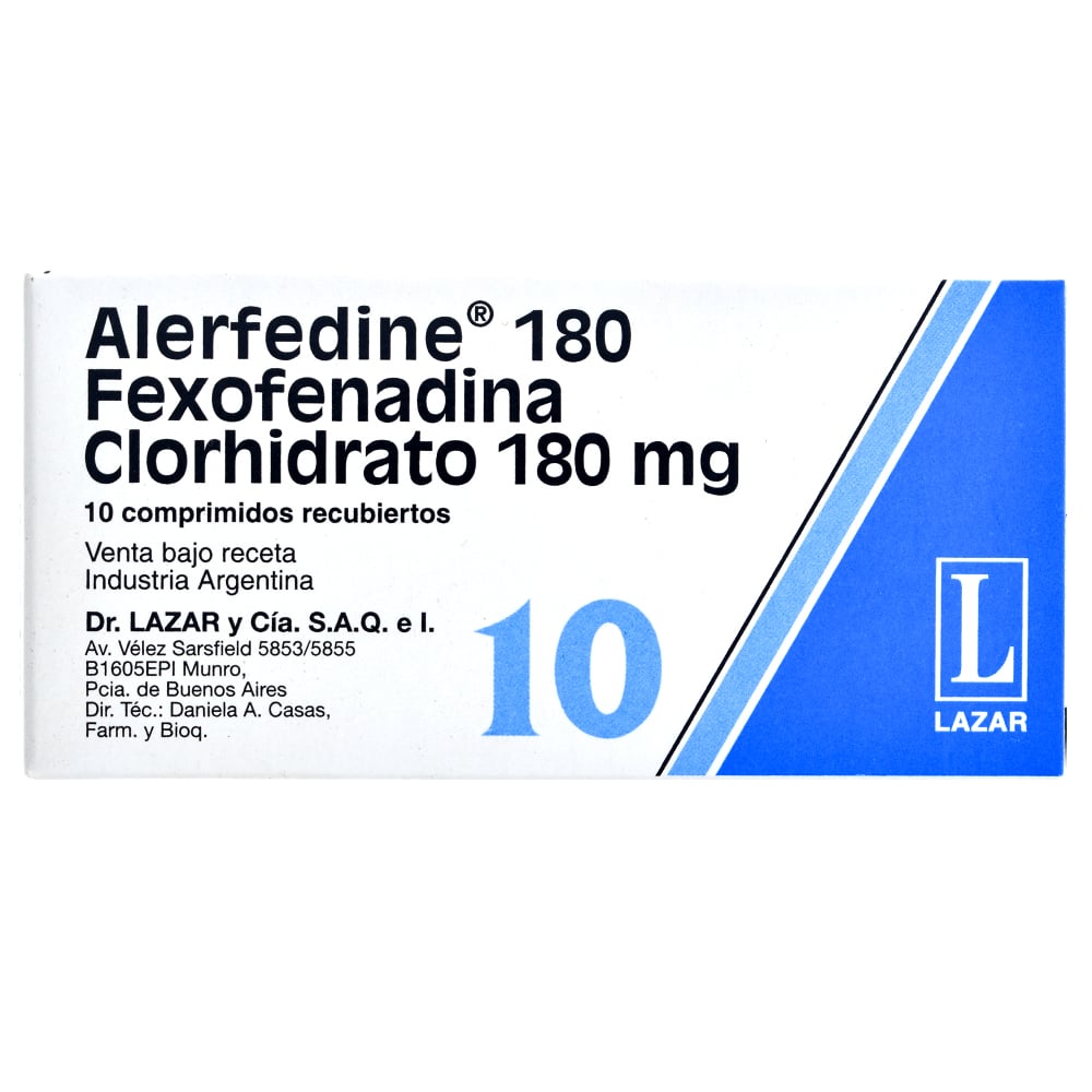 Alerfedine 180 mg 10 Comprimidos Recubiertos