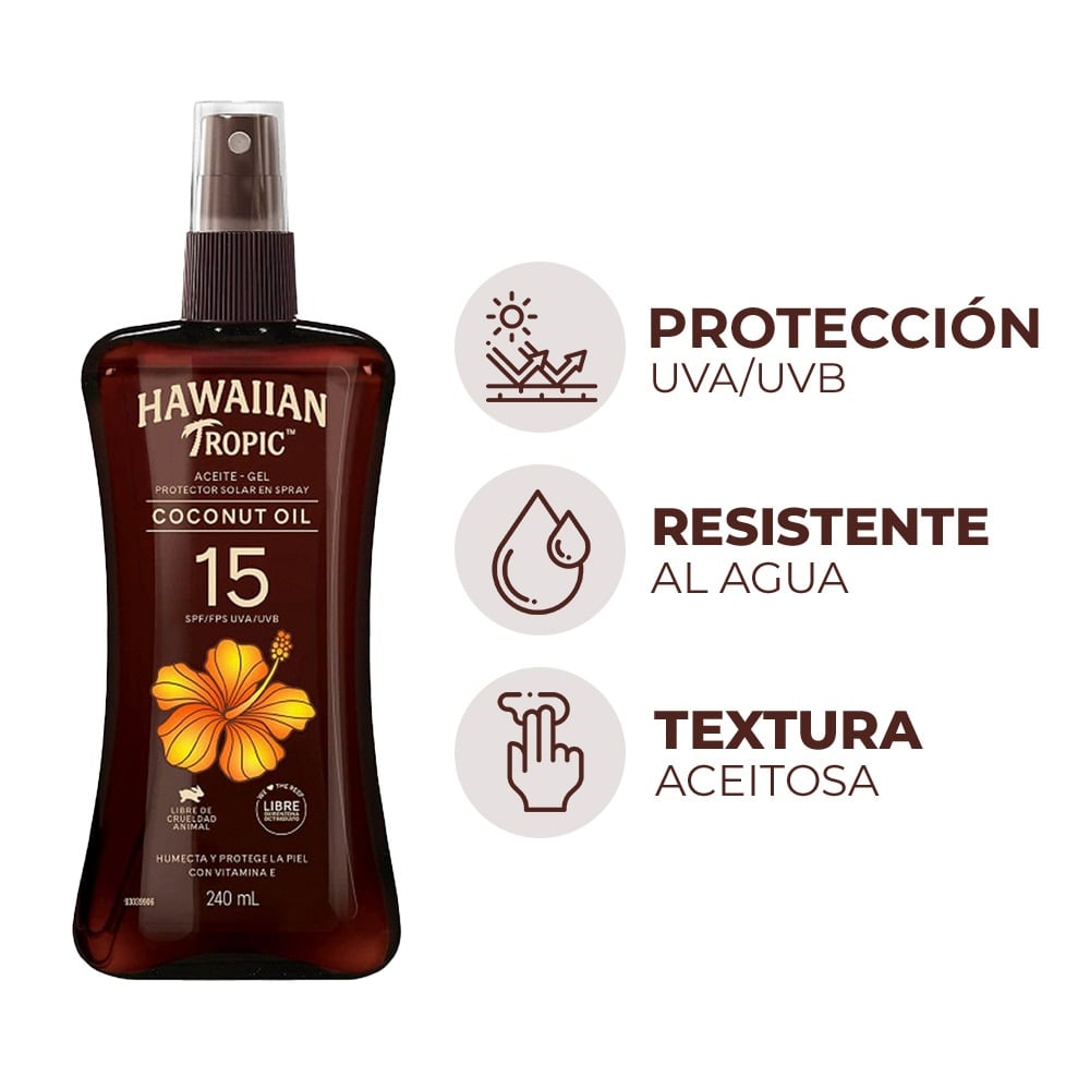 Protector Solar Hawaiian Tropic Spray Aceite FPS15 240 ml
