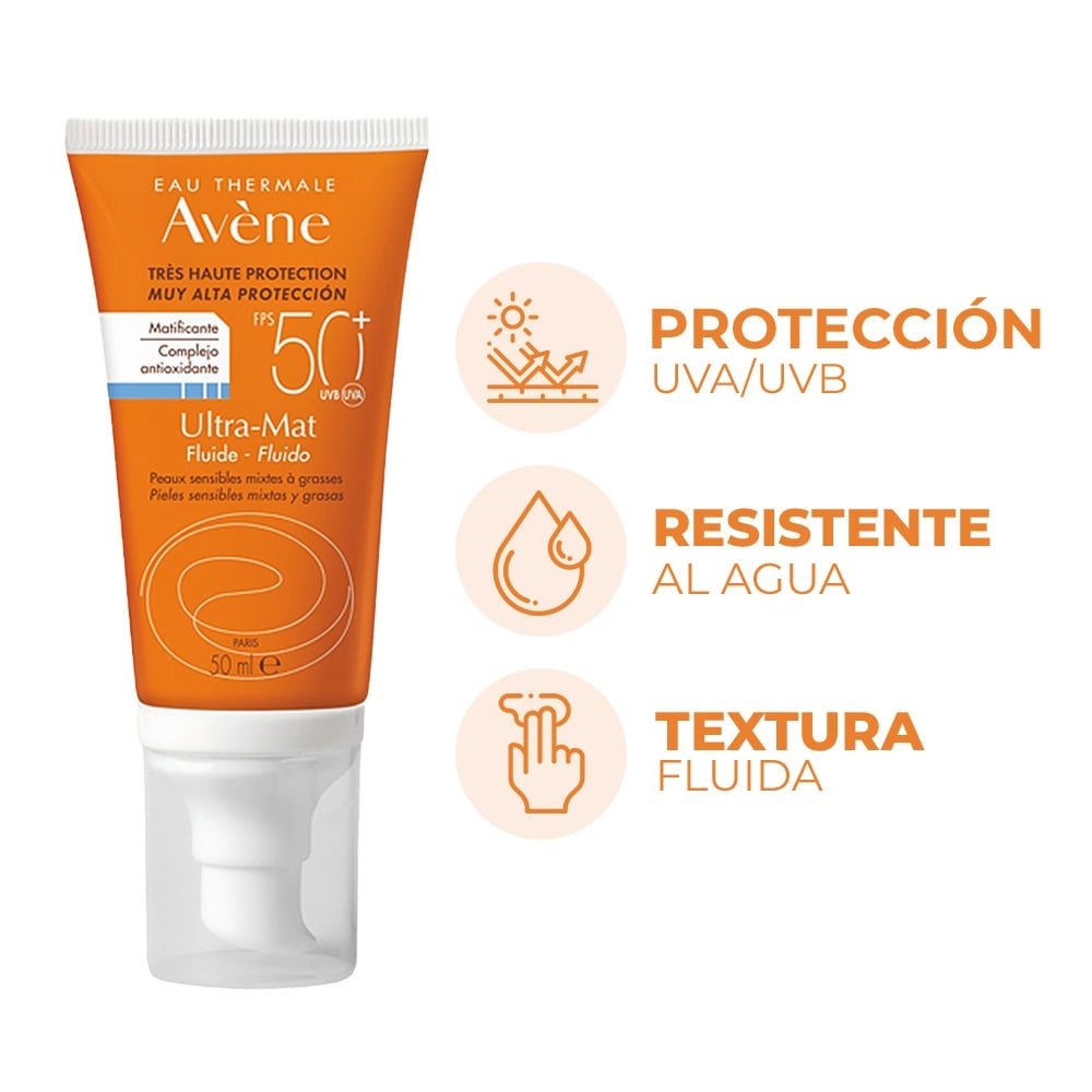 Protector Solar Avène Fluido Ultra Matte Fps50+ 50  ml