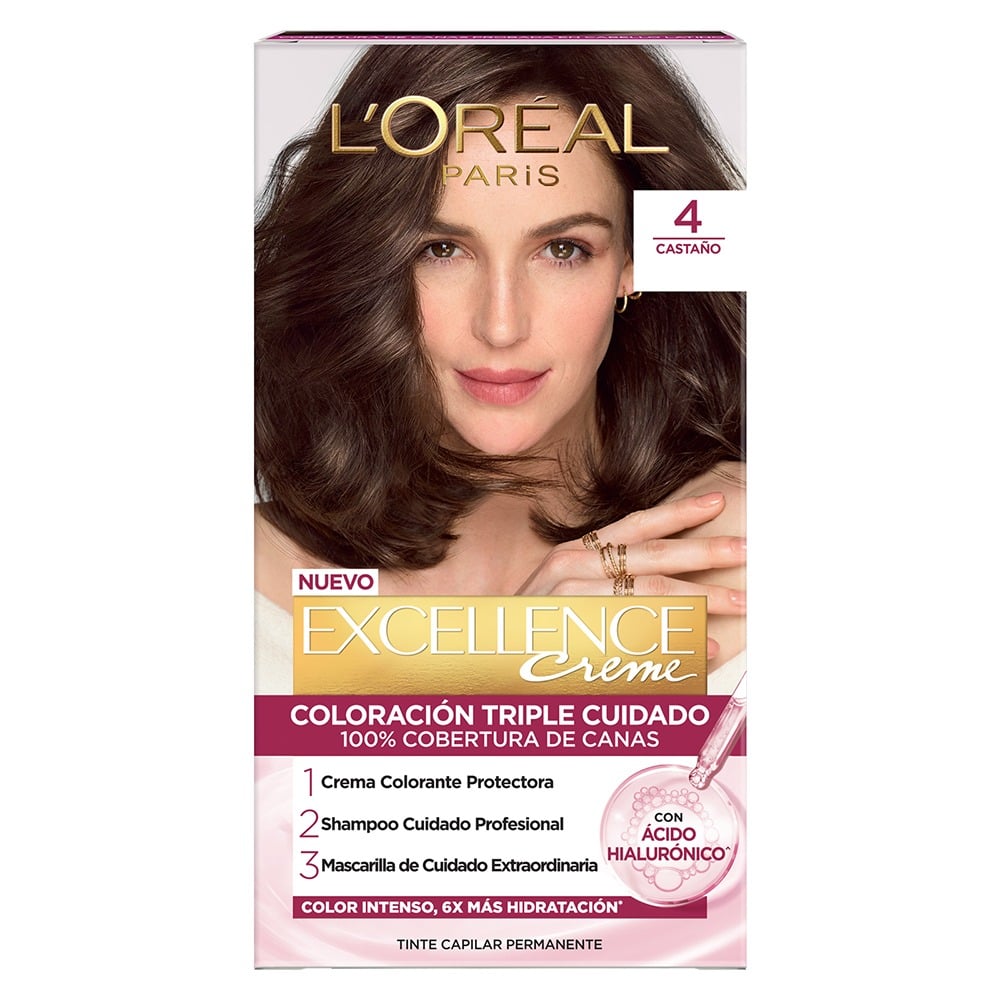 Tinta L'Oréal Paris Excellence Creme N°4 Castaño