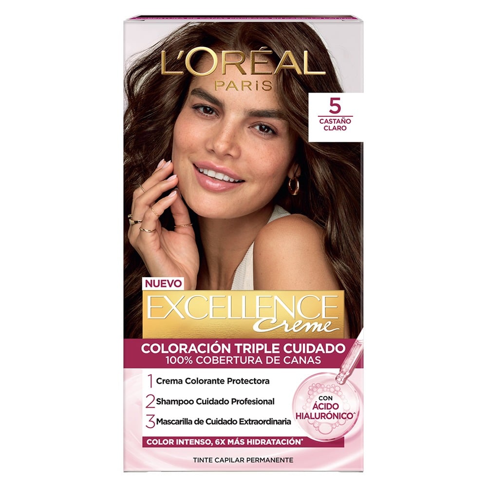 Tinta L'Oréal Paris Excellence Creme N°5 Castaño Claro