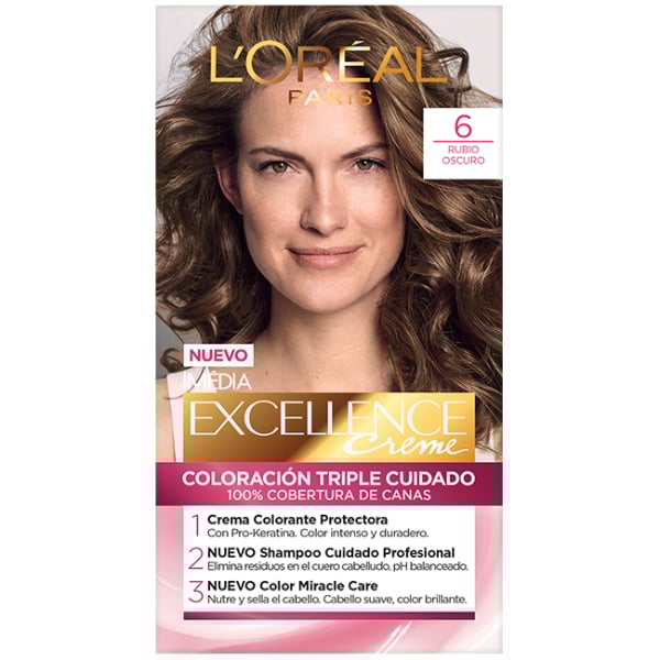 Tinta L'Oréal Paris Excellence Creme N°6 Rubio Oscuro