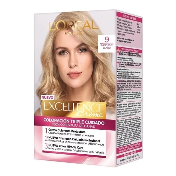 Tinta L'Oréal Paris Excellence Creme N°9 Rubio Muy Claro
