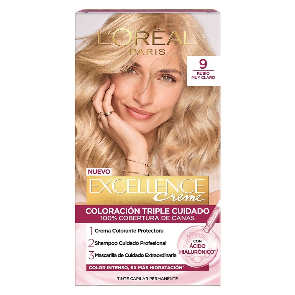 Tinta L'Oréal Paris Excellence Creme N°9 Rubio Muy Claro