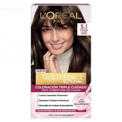 Tinta L'Oréal Paris Excellence Creme N°5.1 Castaño Claro Ceniza