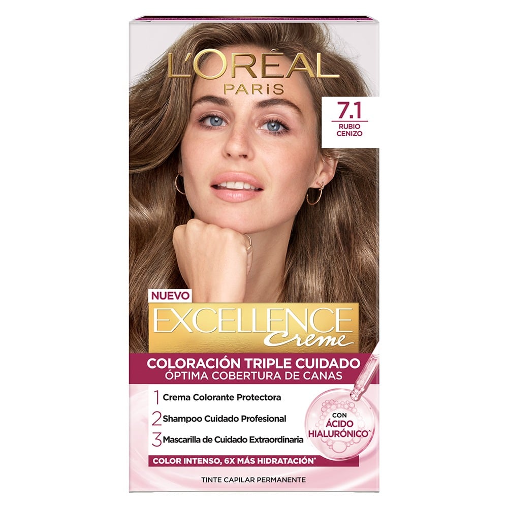 Tinta L'Oréal Paris Excellence Creme N°7.1 Rubio Ceniza