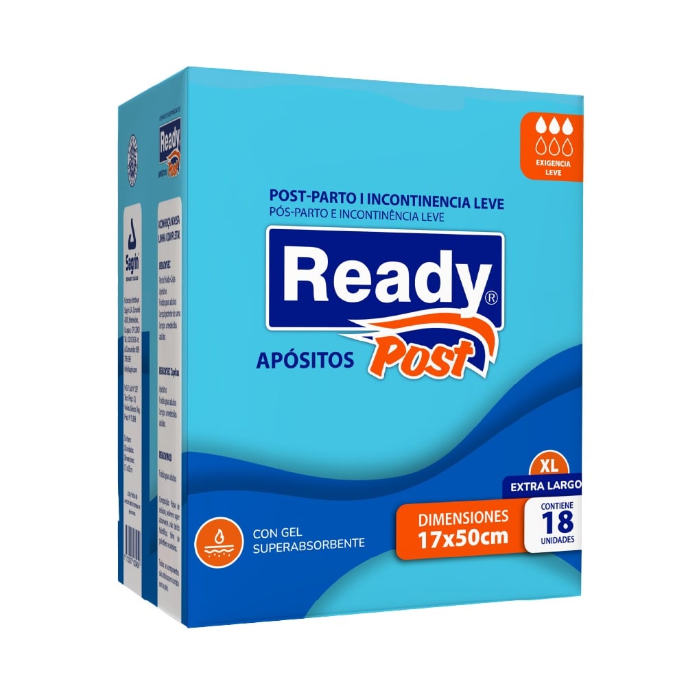 Apósitos Ready Post Parto Talle Grande 18 Unidades