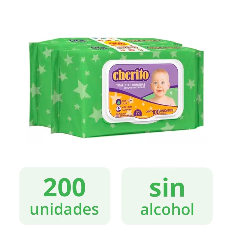 CHERITO TOALLAS HUMEDAS PACK 100 X 2