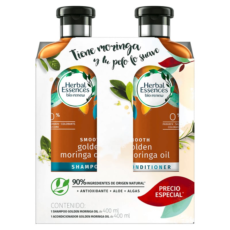Pack Shampoo Herbal Essences Golden Moringa Oil 400 ml + Acondicionador 400 ml