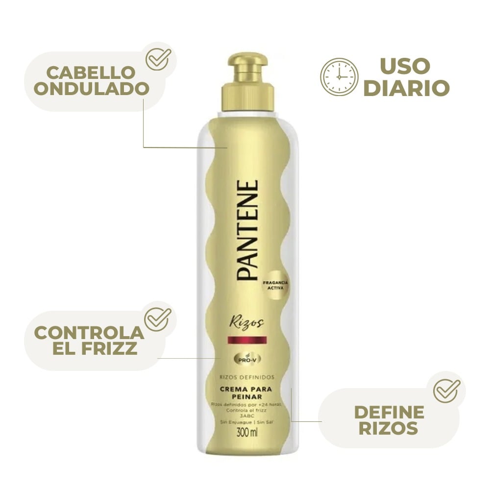 Crema para Peinar Pantene Rizos Definidos 300 ml
