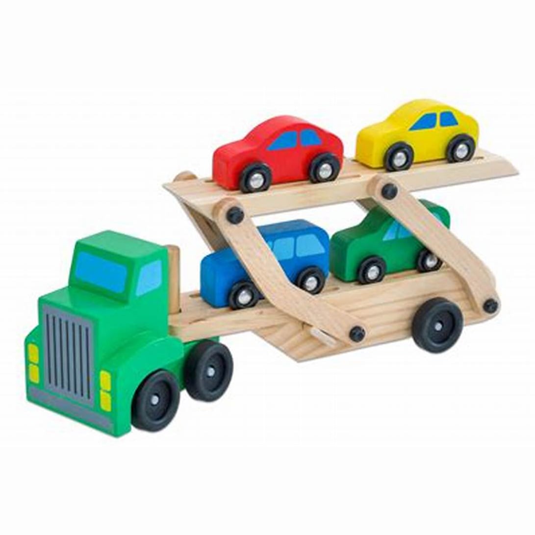 Juego Akas Camión Remolque Madera con 4 Autitos