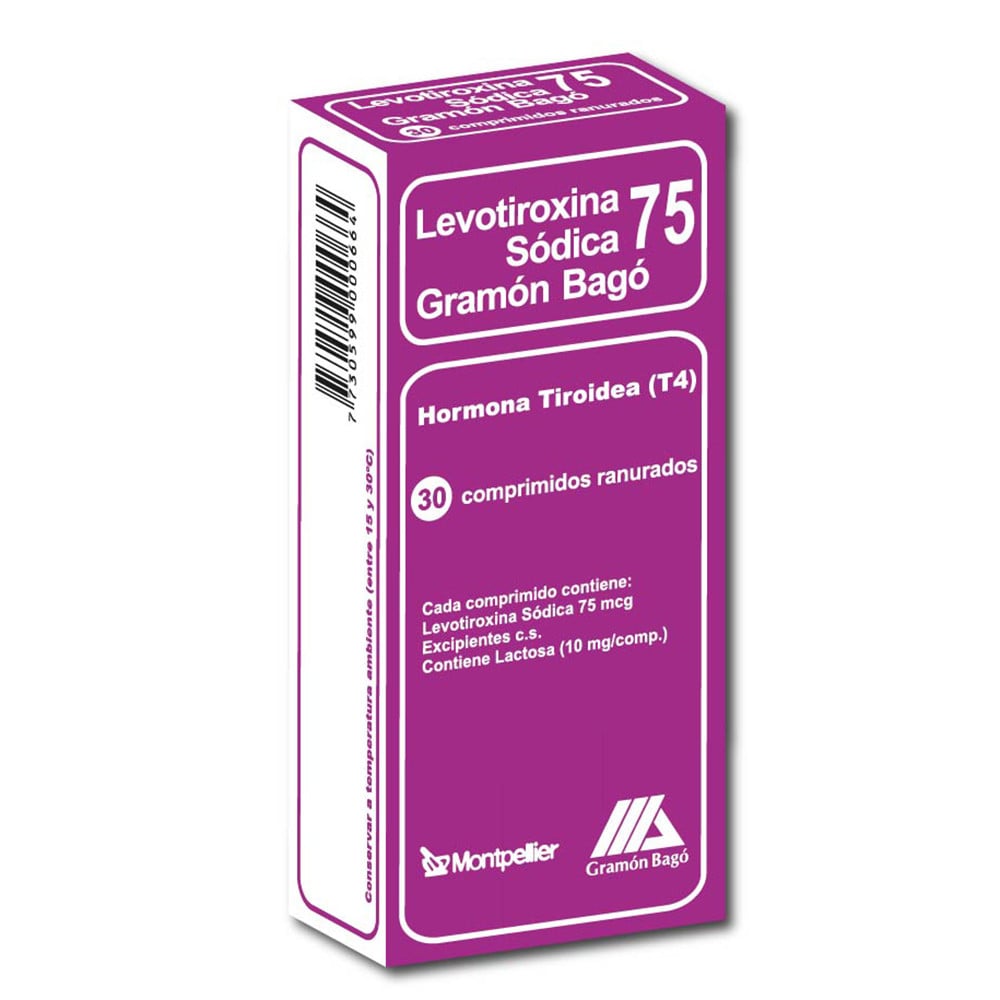 Levotiroxina 75 mg 30 Comprimidos Ranurados