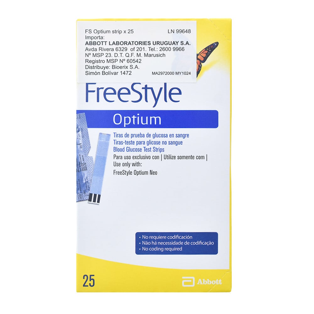 TIRAS OPTIUM FREESTYLE 25 UNIDADES