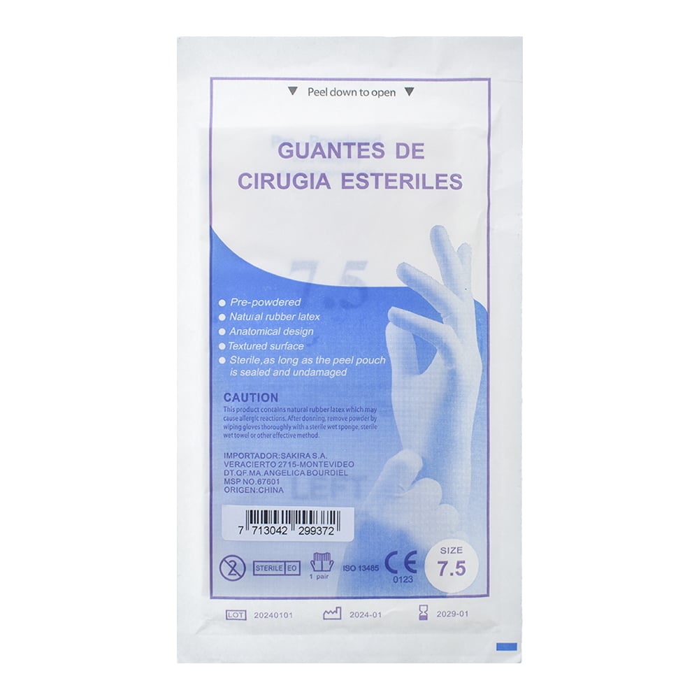 Guantes Cirugía Estéril N°7 1/2 1 Par