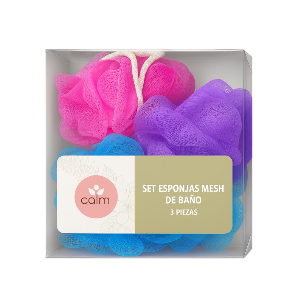 Set Esponjas de Baño de Mesh Calm 3 Unidades Colores Surtidos