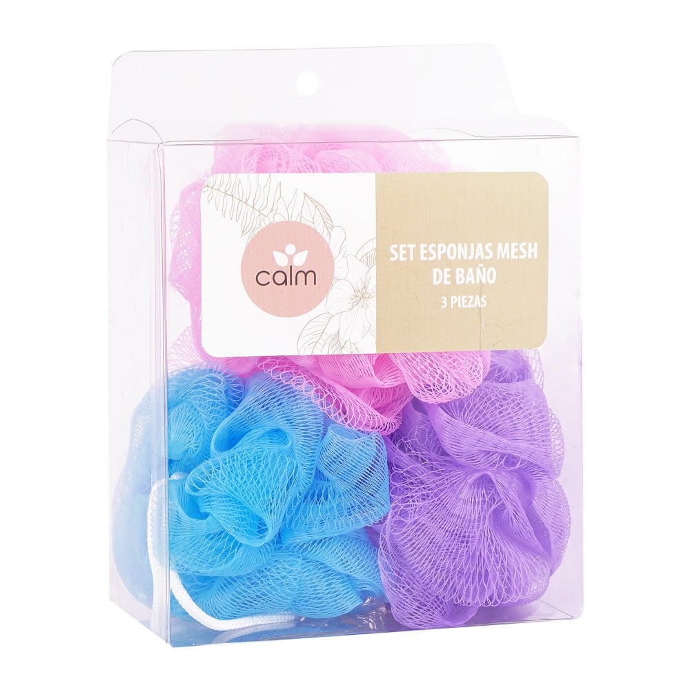 Set Esponjas de Baño de Mesh Calm 3 Unidades Colores Surtidos