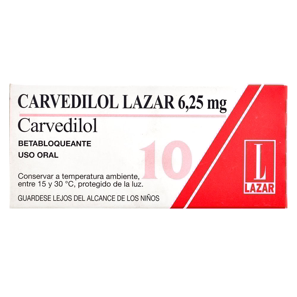 Carvedilol 6.25 mg 10 Comprimidos