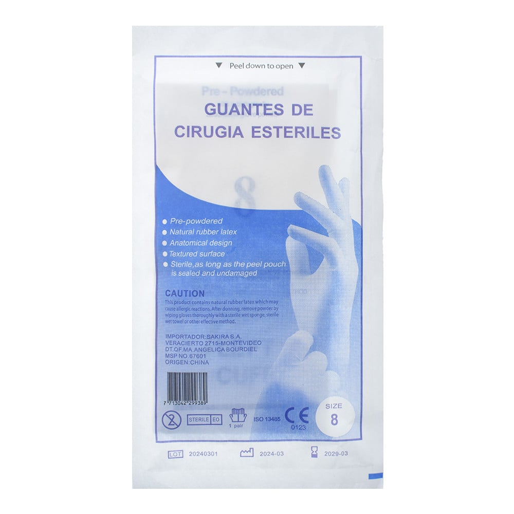 Guantes Cirugía Estéril N°8 1 Par