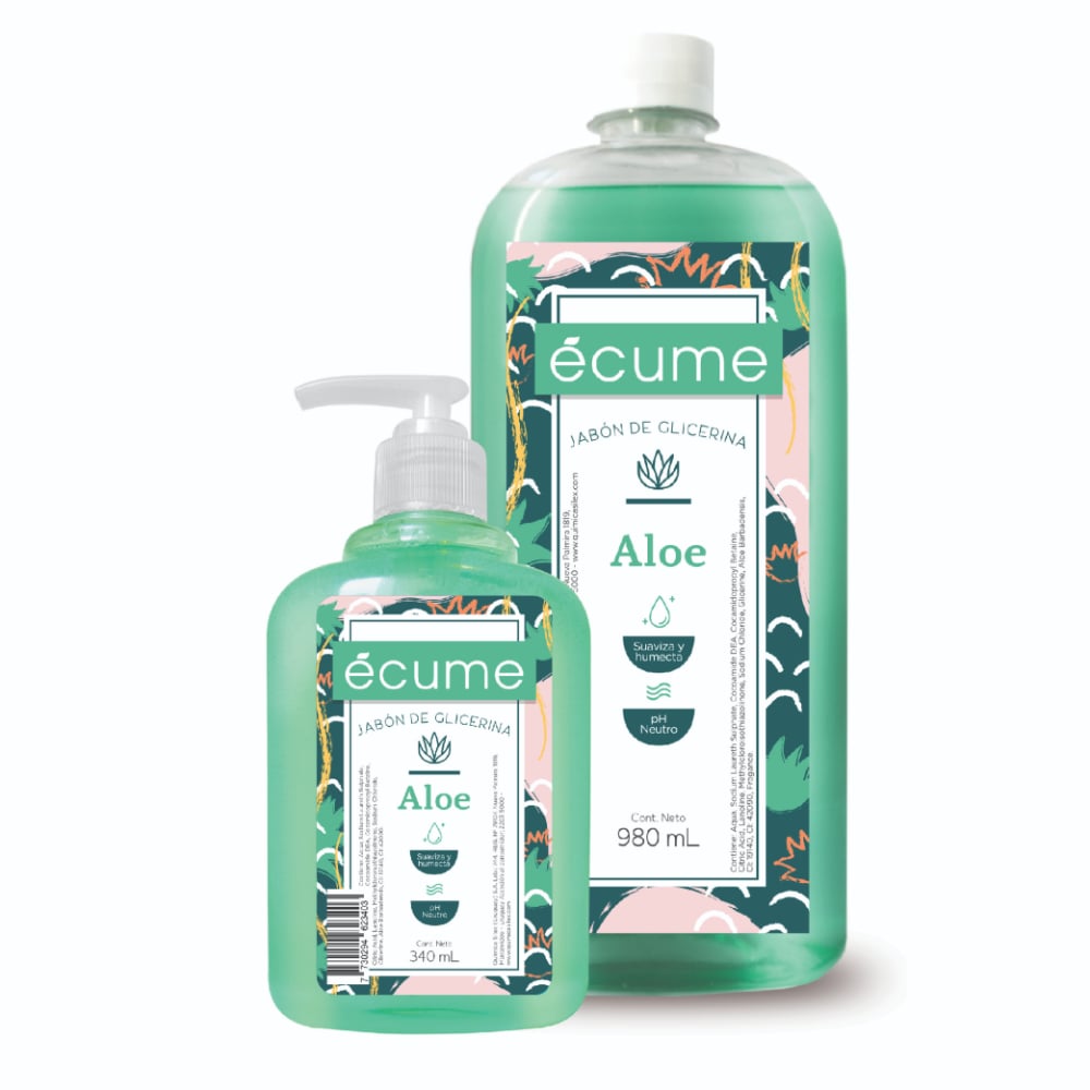 Jabón de Glicerina Écume Aloe para Manos 1 l + Jabón Aloe para Manos 340 ml