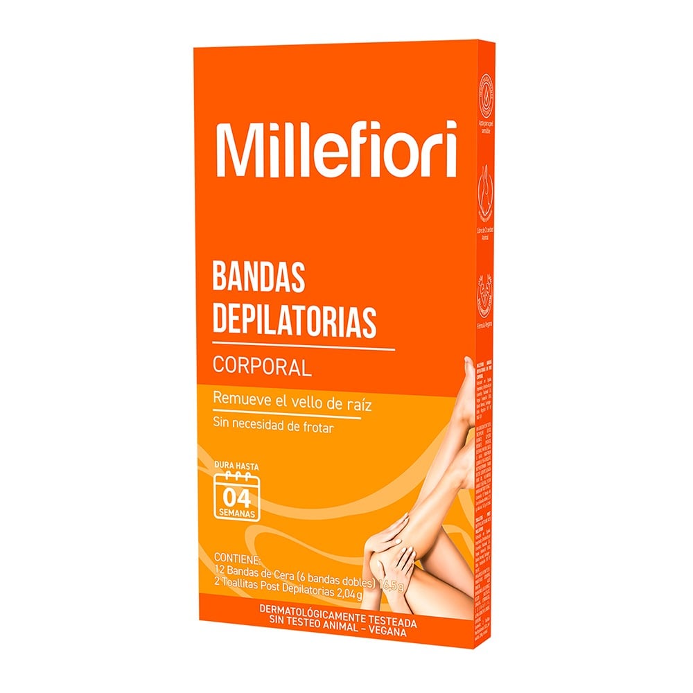 Bandas Depilatorias Corporal Millefiori Normal 12 Unidades