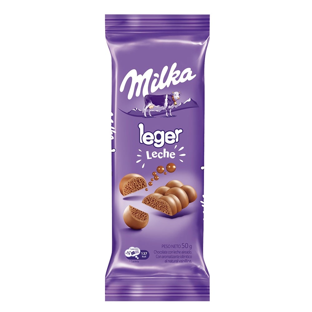 Tableta de Chocolate Milka Leger de Leche 45 G