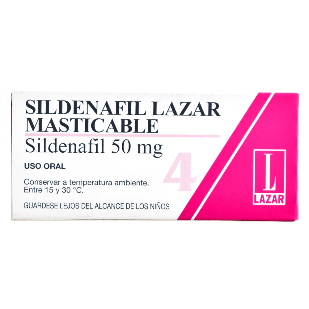 Sildenafil Lazar Masticable 50 mg 4 Comprimidos Masticables