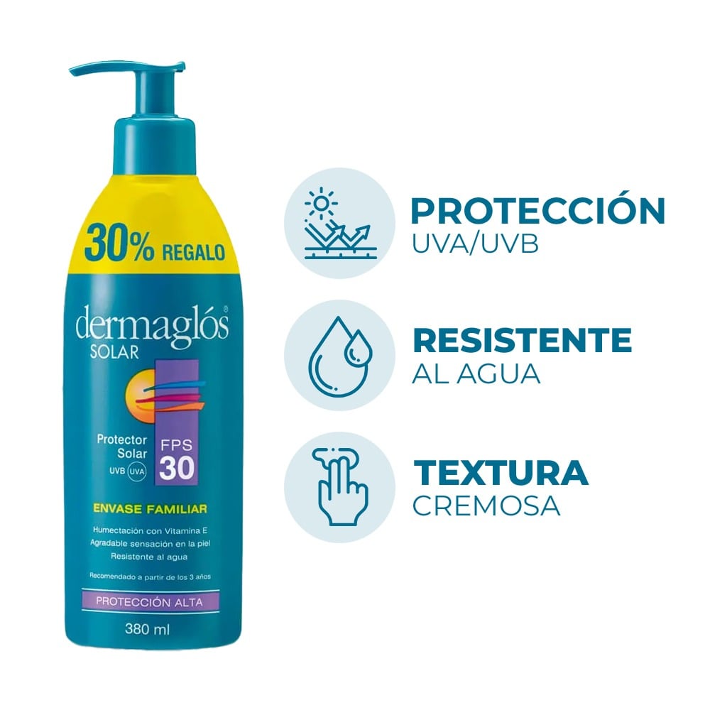 **DERMAGLOS SOLAR F30 X 380 ML