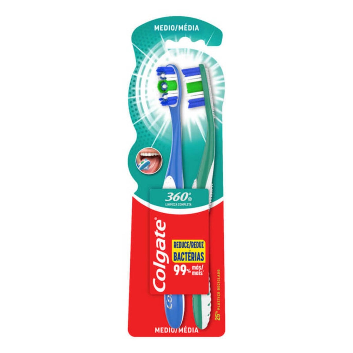 Cepillo de Dientes Colgate 360° Medio 2 Unidades