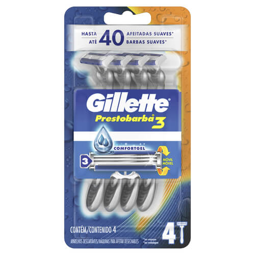 Afeitadora Gillette Prestobarba3 New Hombre 4 Unidades