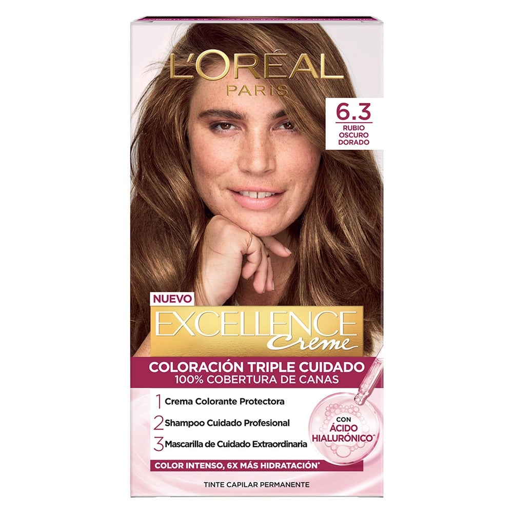 Tinta L'Oréal Paris Excellence Creme N°6.3 Rubio Oscuro Dorado