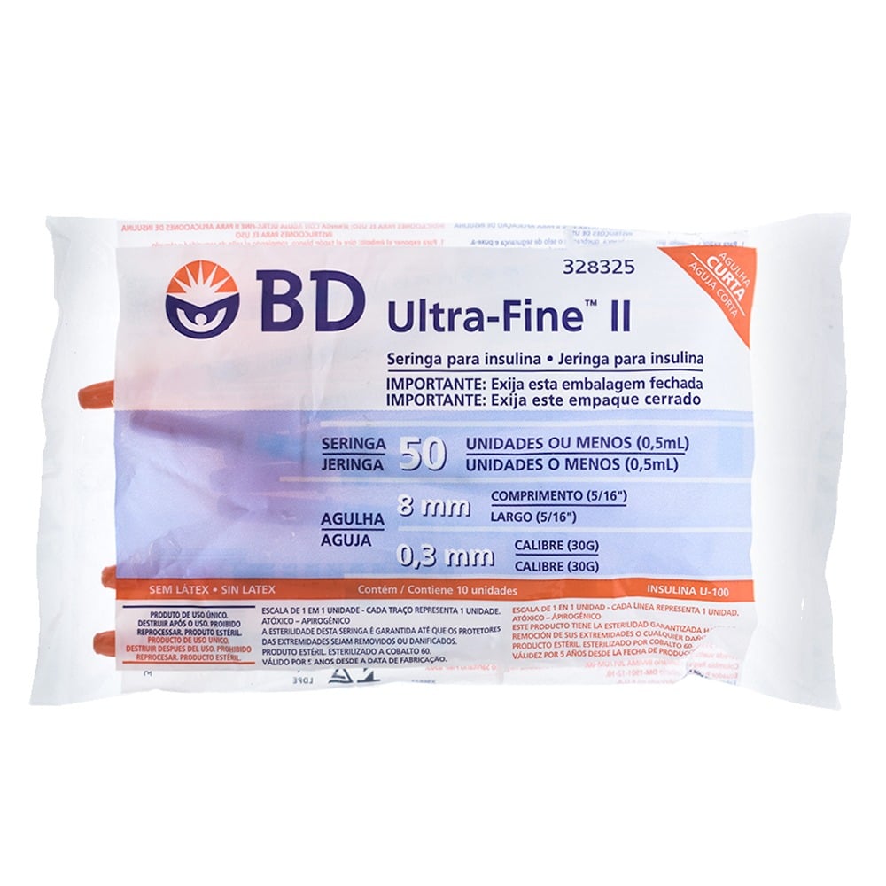 Jeringa de Insulina Bd Ultra-fine 0.5 ml / 8 Mm / 5/16" 10 Unidades