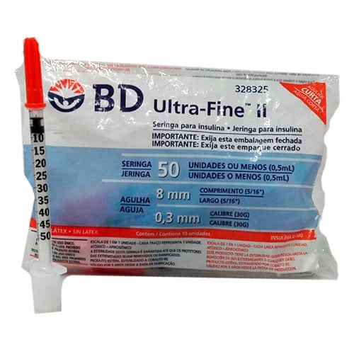 Jeringa de Insulina Bd Ultra-fine 0.5 ml / 8 Mm / 5/16" 10 Unidades