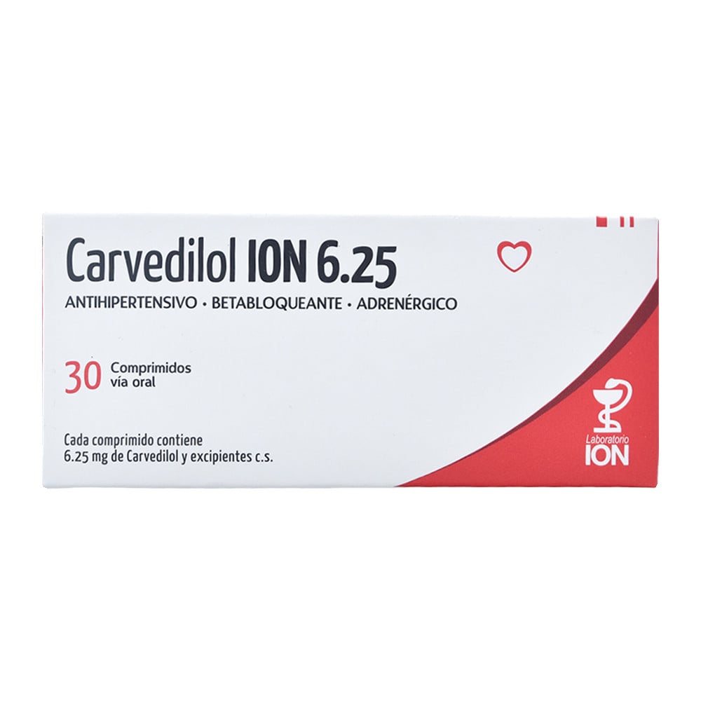 Carvedilol 6.25 mg 30 Comprimidos