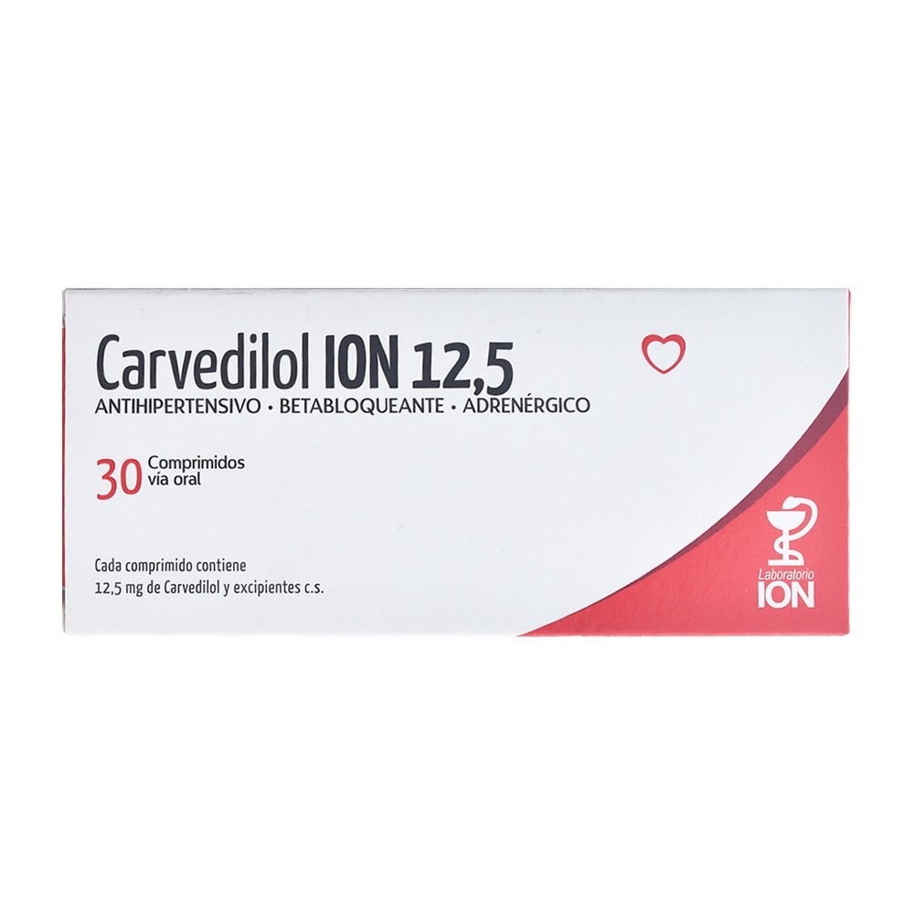 Carvedilol 12.5 mg 30 Comprimidos