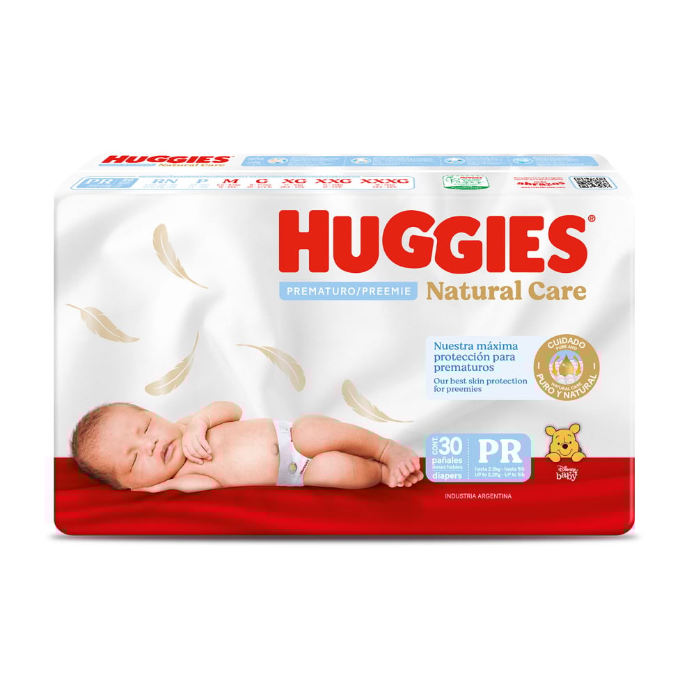 Pañales Huggies Natural Care Prematuro 30 Unidades