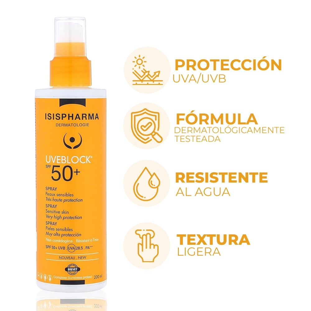 Protector Solar Isispharma Uveblock Spray FPS50 200 ml